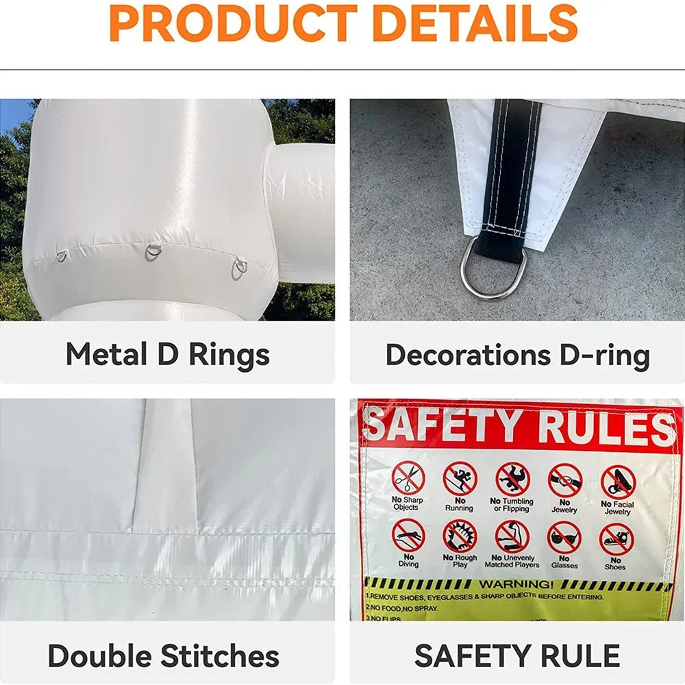 4m Inflatable Bounce House White Jumping Castle With Ball Pool Slide Birthday Party Decoration Gift Bouncy Castle