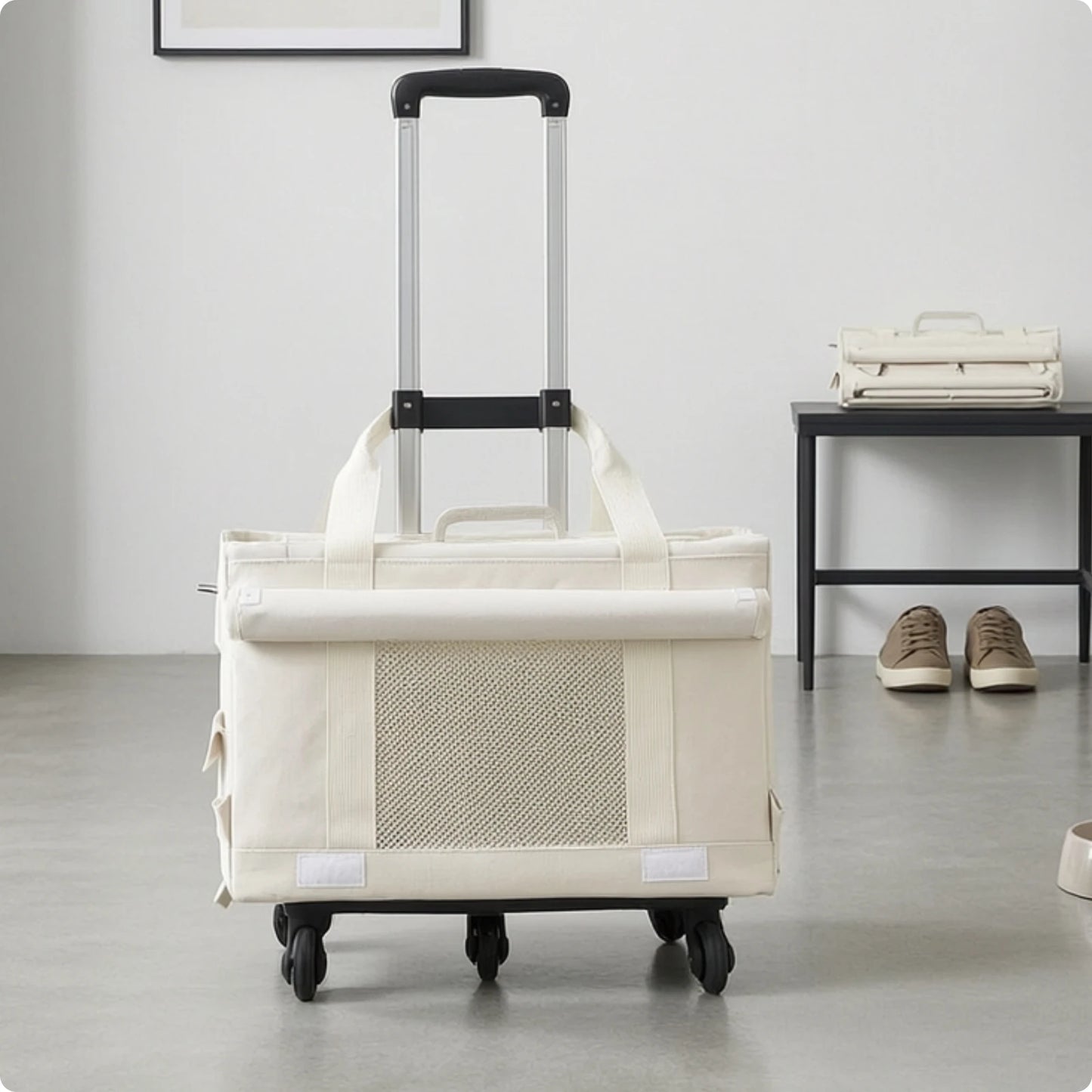 Pet Carrier with Telescopic Handle Soft-Sided Pet Carrier Trolley Travel Bag Portable Long-Lasting for Cats, Outings