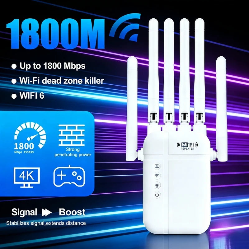 Wireless WiFi Repeater Router AP Signal Amplifier, High Speed WiFi Signal Booster Extender 10000 Square Feet Wide Coverage Area