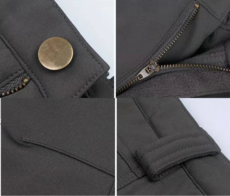 Men's City Cargo Autumn Winter Fleece Softshell Hiking Pants Fishing Climbing Trekking Casual Hunting Camping Trousers M-5XL