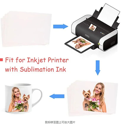 A4 Paper Sublimation Heat Transfer Paper Print Ion on Fabric Clothes T-shirt for Inkjet Printer DIY Craft Supplies