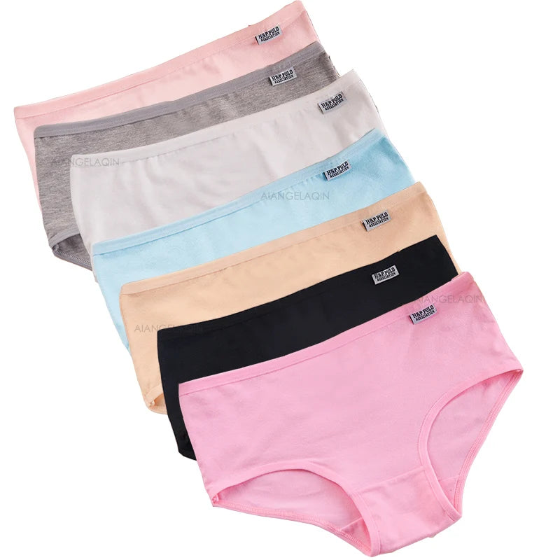 7Pcs/Lot Underwear Women Panties Cotton Plus Size Brief Girls Solid Color Panty Seamless Breath Underpant Ladies Sexy Lingerie