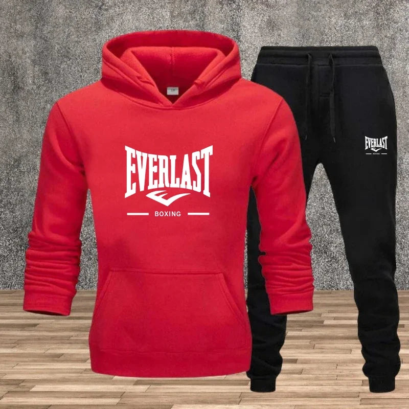 Autumn and winter men's set: Fashionable fitness jogging pullover, hooded sweatshirt, sweatshirt and casual pants two-piece set