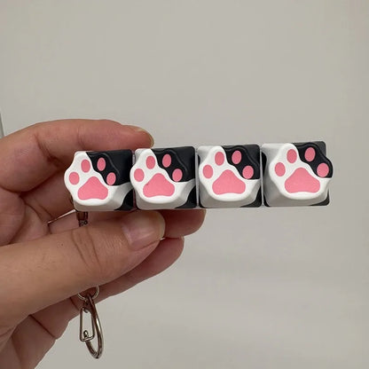Cat Claw Keychain Key Ring Pendant Mobile Phone Backpack Pendant Desktop Accessories Fingertip Office Decompression Press Tools