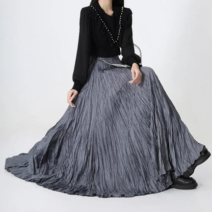 11 Colors Irregular Pleated A-line Skirt For Women High Waist Solid Color Loose Fashion Skirts Casual 2025 Spring New