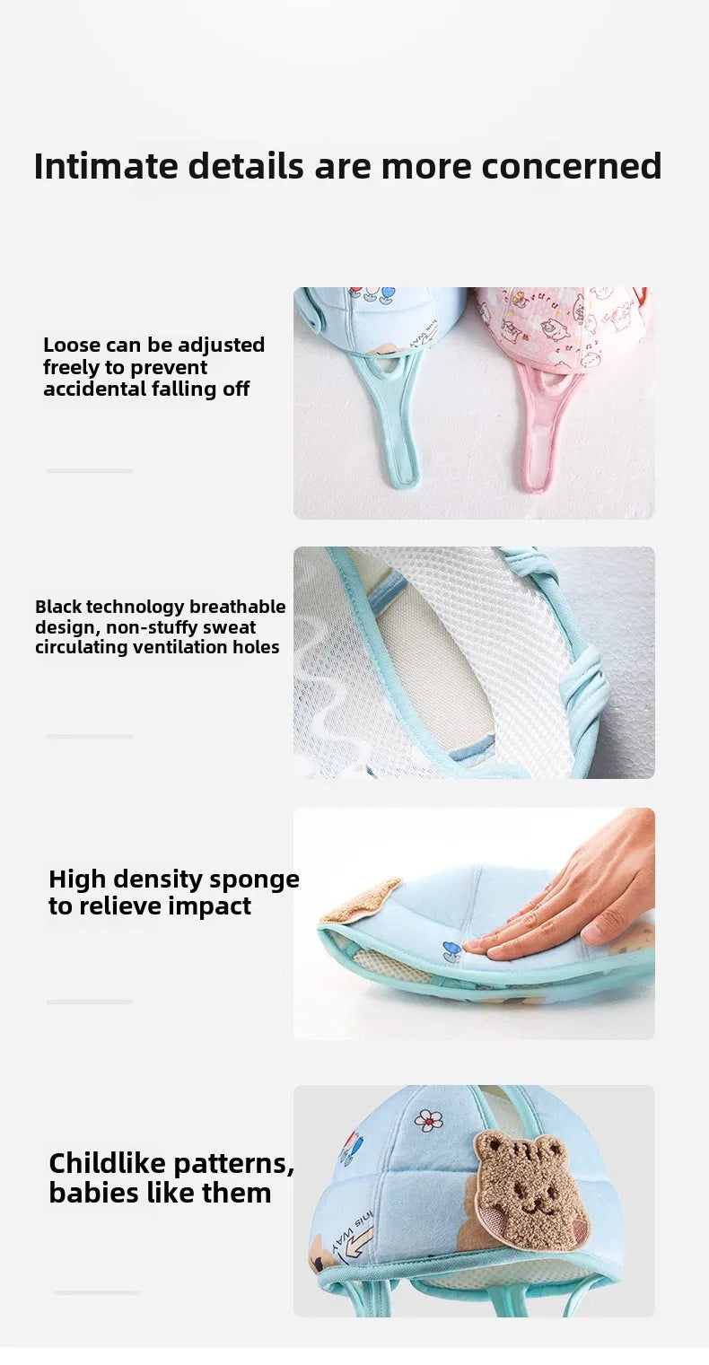 1-3T Toddler Baby Head Protector Safety Hat Cute Bear Bunny Baby  Prevent Injured Helmet  for Crawling Walking Learning Headgear