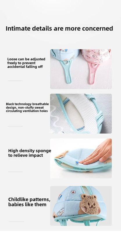 1-3T Toddler Baby Head Protector Safety Hat Cute Bear Bunny Baby  Prevent Injured Helmet  for Crawling Walking Learning Headgear