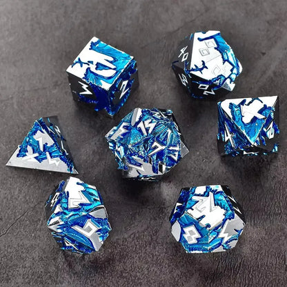 D&D kauliukai, 7 kauliukų metalinis DND kauliukų rinkinys, svertiniai metaliniai „Dungeons and Dragons“ kauliukai, daugiakampiai D ir D kauliukai, skirti vaidmenų žaidimui