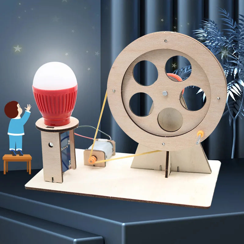 Mini DIY Hand Crank Generator Light Bulb STEM Science Experiment Kit & Education Model for Children Gift Toy Learning Project
