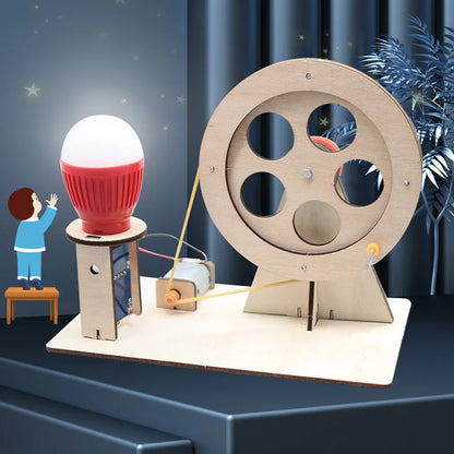 Mini DIY Hand Crank Generator Light Bulb STEM Science Experiment Kit & Education Model for Children Gift Toy Learning Project