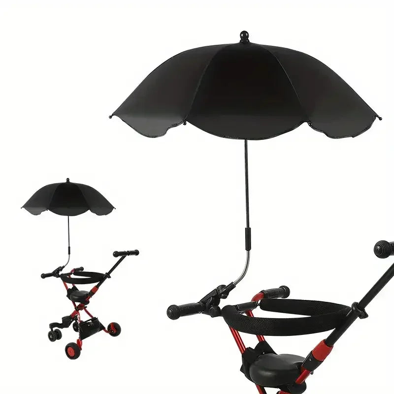 Universal Sun Umbrella for Baby Stroller UV Protection Pram Umbrella 360° Adjustable Rainproof and Windproof Sunshade Parasol