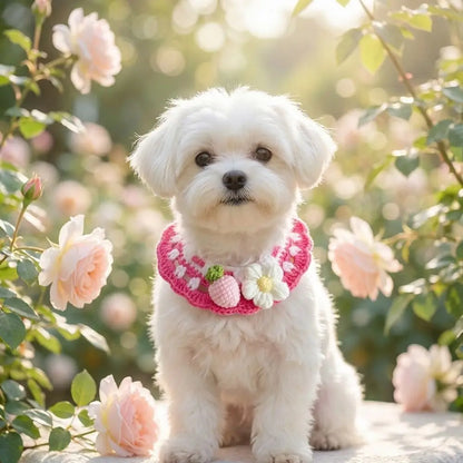 Stylish Adjustable Flower Pet Scarf Bib Sweet Decorative Knitted Cat Scarf Cozy Handmade Cat Woven Bib Spring Collection