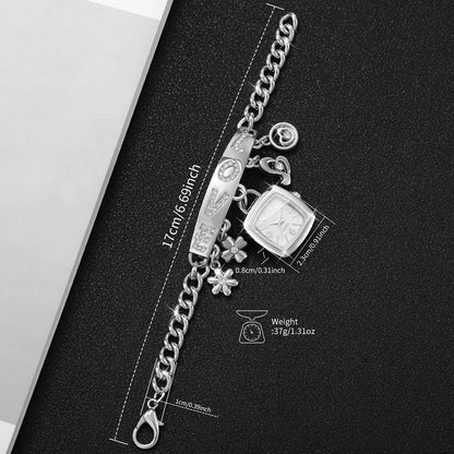 1/2PCS Women Fashion Luxury Bracelet Strap Quartz Wristwatches Set Ladies Square Arabic Numeral Dial Watch（Without Box）