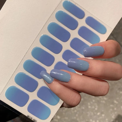 Semi-cured Gel Nail Stickers Solid Color Nail Semi-baked Tips Full Paste Nail Decals UV Lamp Need