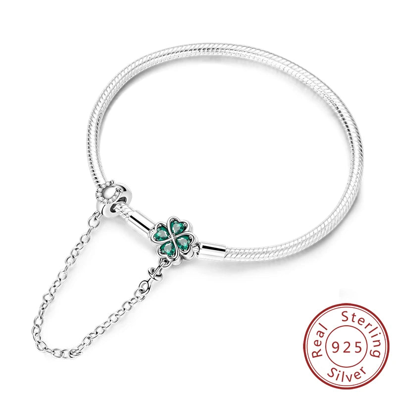Original 925 Sterling Silver Bracelets 17-20CM Love Heart Flowers Butterfly Charms Beads Bracelet For Women Fashion Jewelry Gift