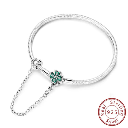 Original 925 Sterling Silver Bracelets 17-20CM Love Heart Flowers Butterfly Charms Beads Bracelet For Women Fashion Jewelry Gift