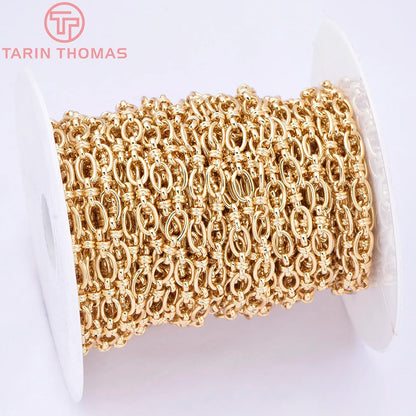(6219) 50CM 5.8x9MM 24K Gold Color Plated Brass Necklace Chains Bracelet Chains High Quality Jewelry Accessories Wholesale