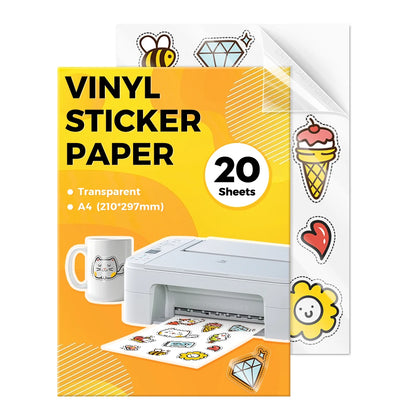 10-50 Sheets A4 Size Printable Vinyl Sticker Paper 100% Transparent for Inkhet Printer Self Adhesive Sticker Label NonWaterproof