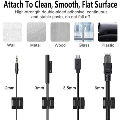 50Pcs Cable Clip Self-Adhesive Cable Organizer Wire Protector Holder For Mouse Headset Wire Storage Desktop Tidy Management Clip