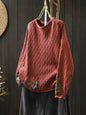 Winter Fall Fashion Vintage Sweater Women's O-neck Loose Casual Lazy-style Casual Pullover Tops Flower Print Patchwork Knitwear
