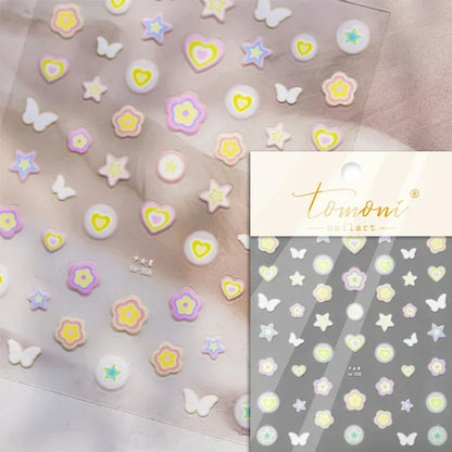 1PC 5D Korean Bronzing Nail Stickers Japanese Gold Silver Star Moon Luxury DIY Nail Art Decoration Decals Manicure Accessories