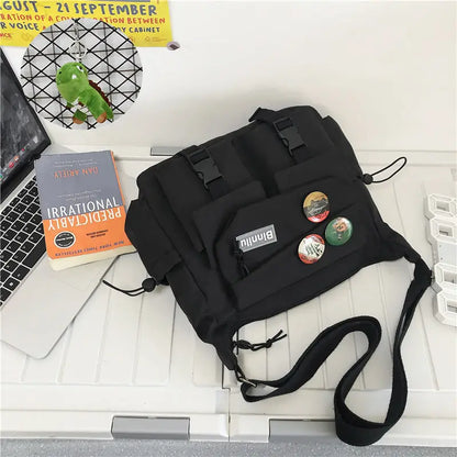 Japanese Simple Messenger Bag Student Nylon Waterproof Canvas Handbag Shoulder Crossbody Bags for Women Men Satchels Bolsas