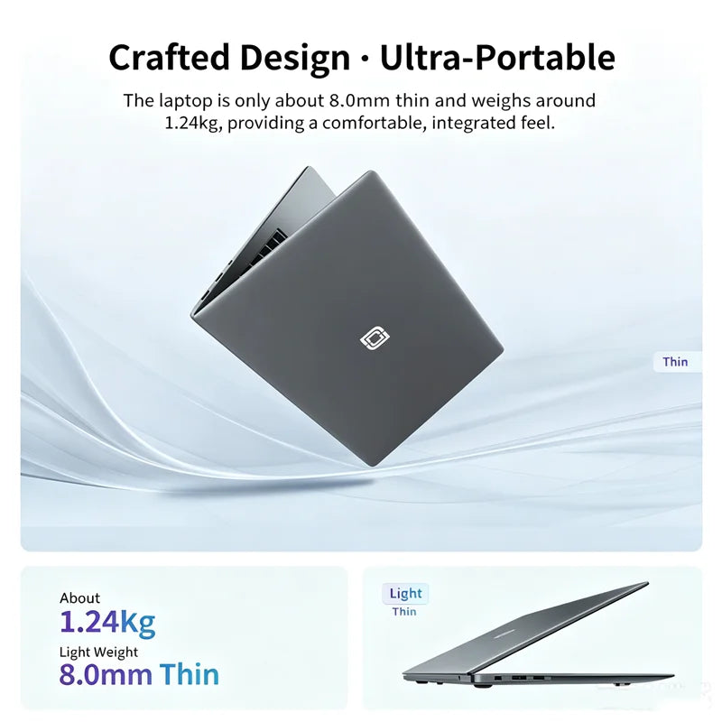 14 Inch Laptop PC 6GB LPDDR4 RAM 128GB SSD ROM 1080p FHD IPS Screen Windows 10 Computer with Celeron 4-Core Processor WIFI