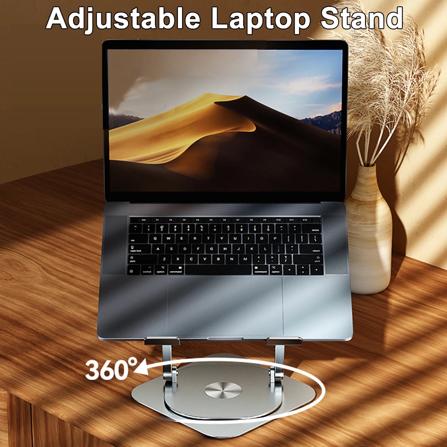 Laptop Stand 360° Rotatable Aluminum Alloy Tablet Cooling Stand with Folding Fan Radiator Support Lift Anti-skid for 7-17 Inch