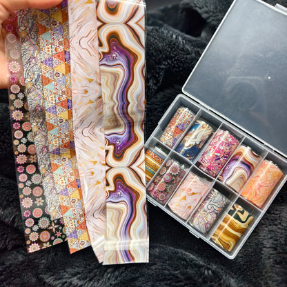 10Rolls Halloween  Flower Plaid Angel Marble  Bow Nail Foils Transfer Paper  Nail Art Stickers   Decal  Nails Decoration