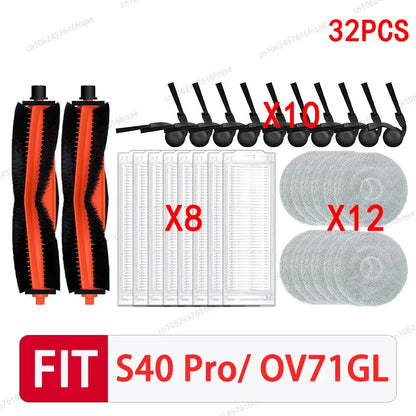 For Xiaomi S40 PRO / OV71GL Robot vacuum cleaner Accessories Main Side Brush Mop Cloth Filter Dust Bag Replacement Spare Parts