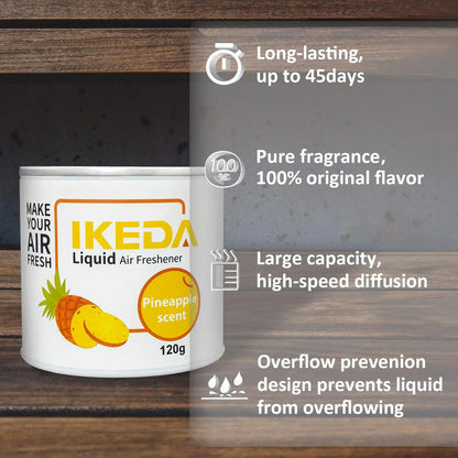 IKEDA 120g Pineapple Air Freshener Liquid, Long Lasting Car Fragrance, Home Office Deodorizer, Eliminates Cigarette Pet Kitchen