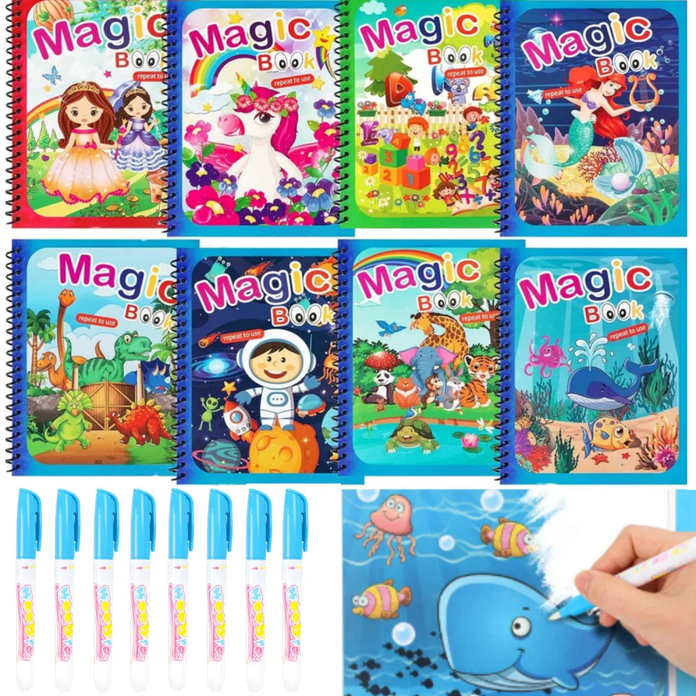 Water Coloring Books,9/18 Pack,Paint with Water Books, Educational Learning Doodle,Reusable No-Mess Art Book Travel Holiday Gift