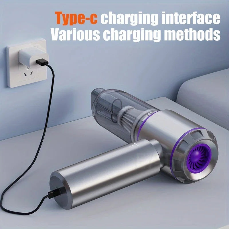 4-in-1 Car Vacuum Cleaner Portable Cordless Mini Vacuum Cleaner Compressed Air Blower Air Duster Pump Hand Held 13000Pa