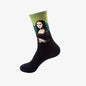 1 Pair Van Gogh Starry Night Cotton Socks Women Men Mona Lisa Oil Painting Retro-classical Series Skateboard Casual Couple Socks