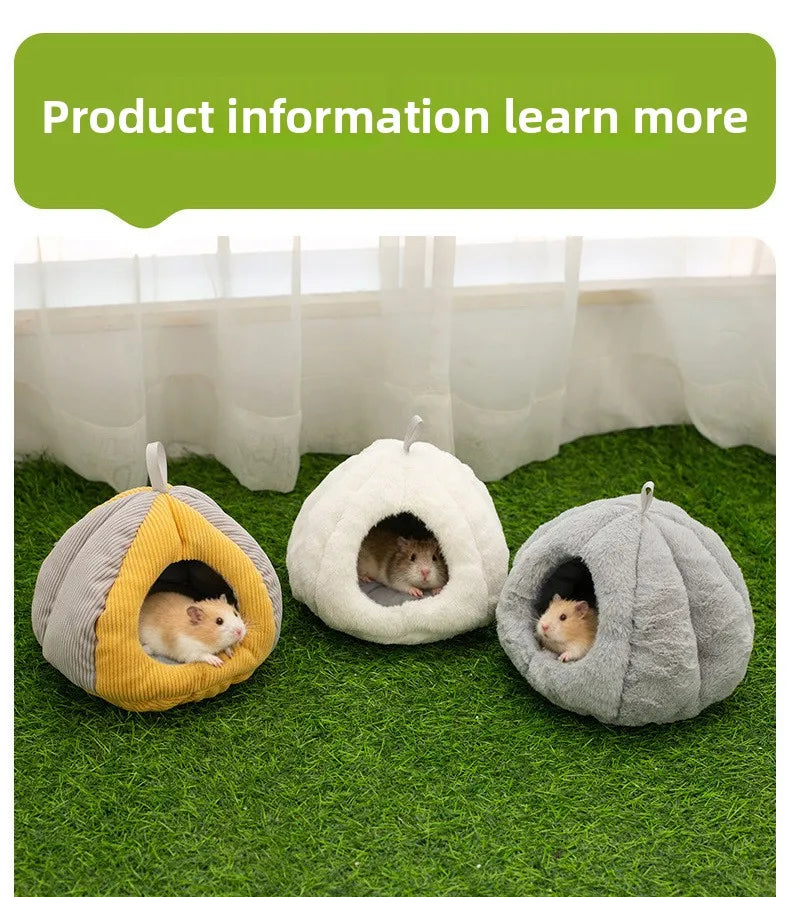 Small Pet Winter Warm Nest Rabbit Fleece Hamster House Gerbil Hideout Plush Mouse Sleeping Cave for Hamsters Mice