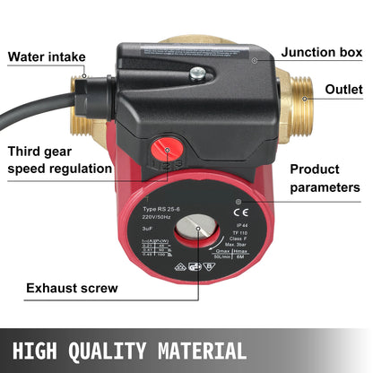 SucceBuy Hot Water Circulation Pump 0.6-Inch 220V 5.3 GPM 90W Water Pump 0.8A for Automatic Shower Washing Machine for Home Use