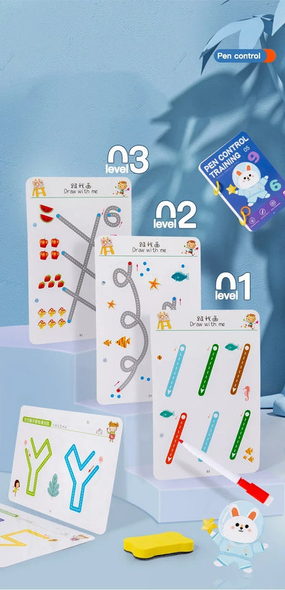 Magical Tracing Workbook Control Training Book Reusable Magic Practice Copybook Children Montessori Drawing Education Stationery