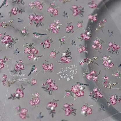 Shiny Jelly Butterfly Charming Golden Gradient Bowknot 5D Self Adhesive Nail Art Sticker Flower Petal Rhinestone Manicure Decals