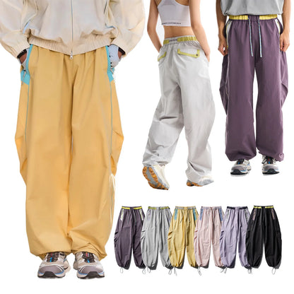 Men Women Splice Fashion Outdoor Loose Casual Lightweight Quick Dry Sports Cargo Baggy Pants Track Trouser Jogger Sweatpants
