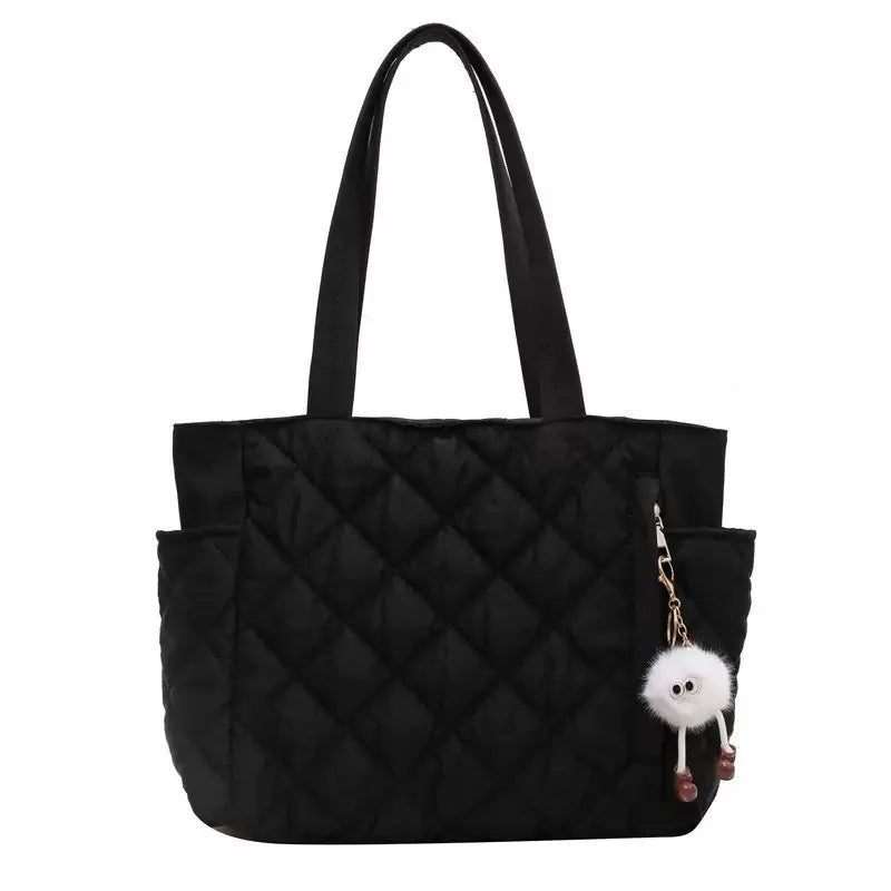 Cotton bag Rhombus large capacity women's hand-held tote bag commuter shopping versatile shoulder bag cross-border