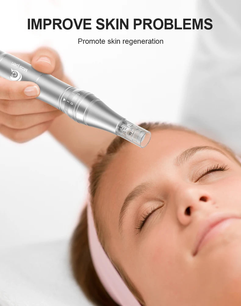 Microneedling Pen Electric Derma Pen With 12 Replacement Dermapen 36Pin Cartridges Adjustable Microneedle Professional Dermapen