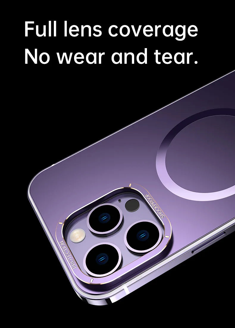 For iphone 16 15 Pro Max Case Raw Titanium Magnetic MagSafe wireless charge Metal frosting Original color protective back cover