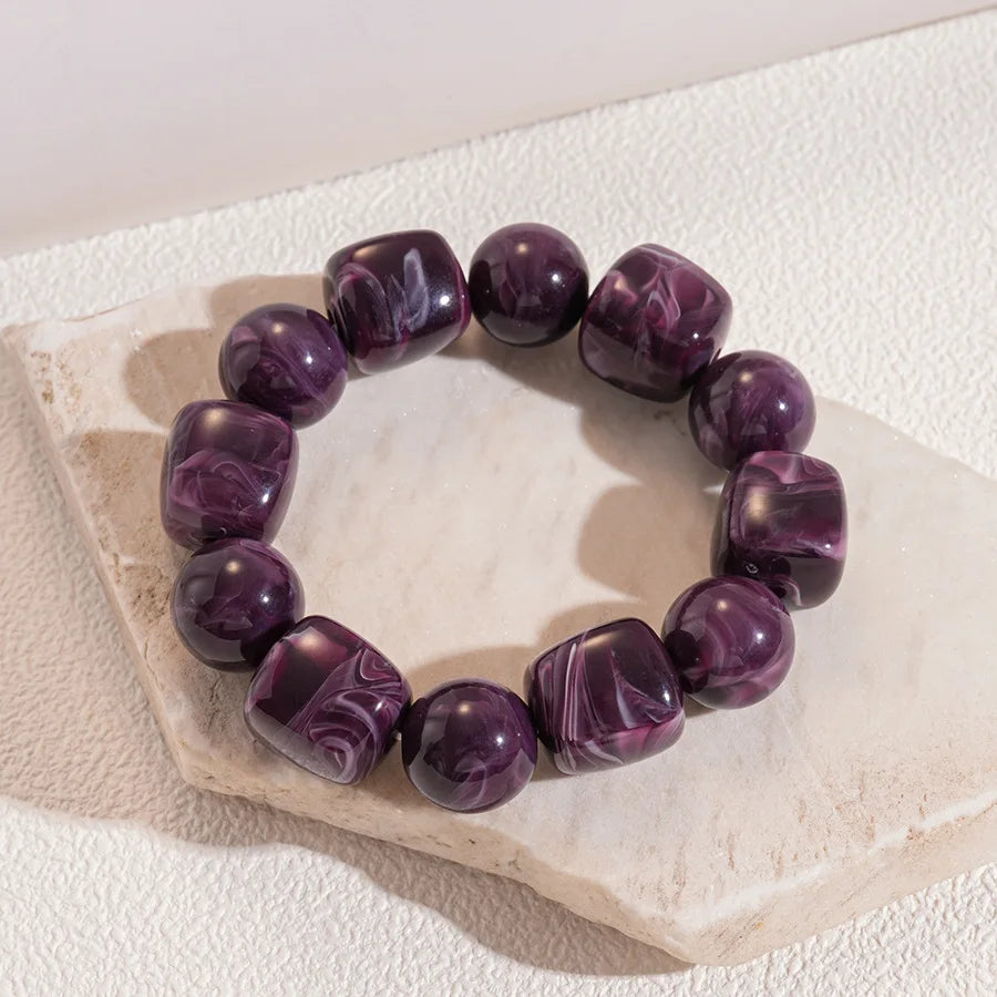 Acrylic Irregular Square Round Beaded Bracelet Bangle for Women Imitation Stone Chain Bracelet Hand Accessories Couple Gifts K