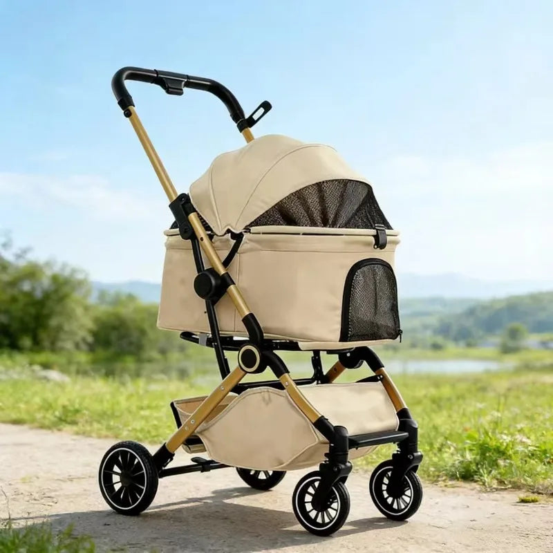 New Pet Stroller Dogs Cats Lightweight Foldable Outdoor Travel Small Medium Breed Teddy Poodle Pet Trolley Pet Stroller