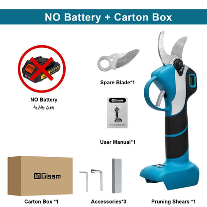 Gisam 1000W 40mm Electric Pruning Shears Brushless Cordless Pruner Shear Garden Tree Branches Cutter For Makita 18V Battery Pins