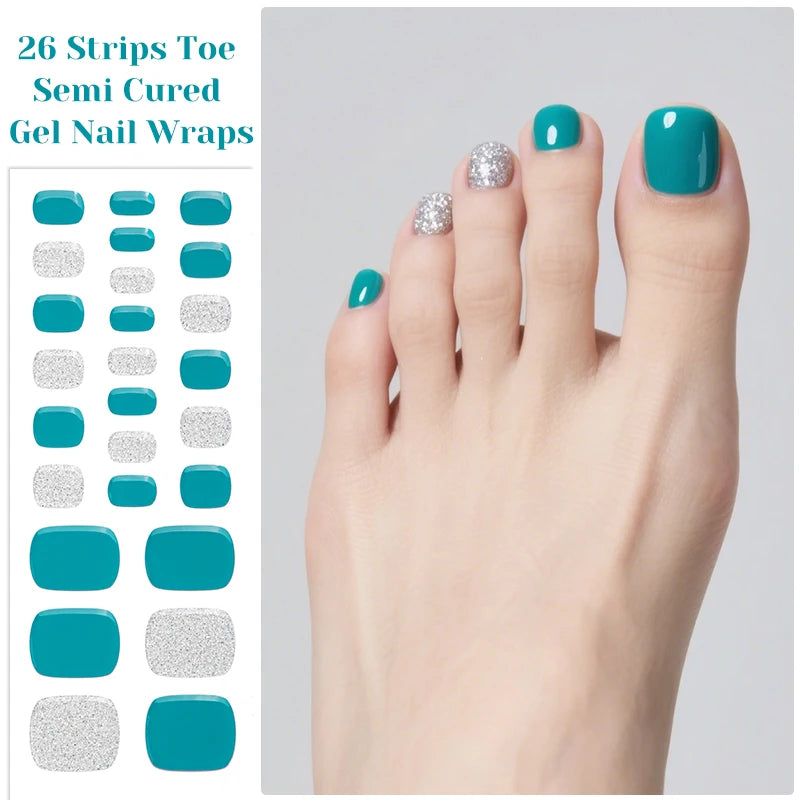 Gradient Auroras Semi Cured Gel Nail Strips Sparkly Shinning DIY Gel Polish Stickers for Nails Works with UV/LED Nail Lamps