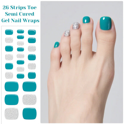 Gradient Auroras Semi Cured Gel Nail Strips Sparkly Shinning DIY Gel Polish Stickers for Nails Works with UV/LED Nail Lamps