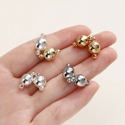 4/6pcs/lot 8*14MM 14K/18K Gold Plated Metal Brass Magnetic Bracelet Clasp Beads for DIY Jewelry Making Findings Accessories