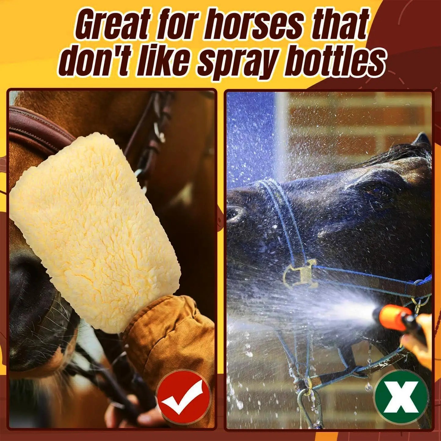 Tick Mitt Applicator Glove for Horses, Fleece Grooming Mitt for Bathing Cleaning, Multifunctional Animal Glove Cats Dogs Bunny