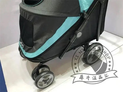 Portable Golden Retriever Large Dog Pet Stroller Cart Simple 4-wheel Foldable Large Capacity Stroller Outdoor Travel Pet Trolley